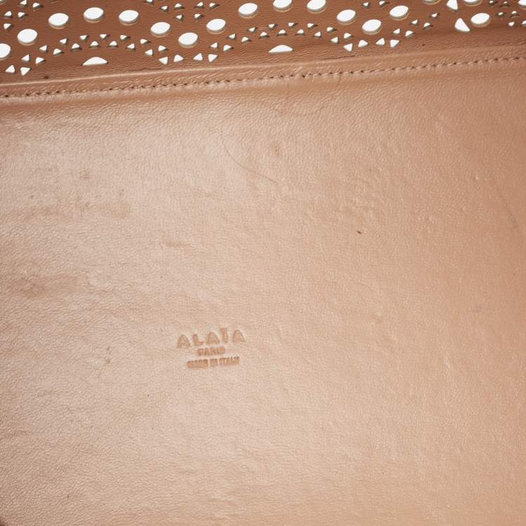 Pre Owned Alaia Black Leather Laser Cut Mina Tote