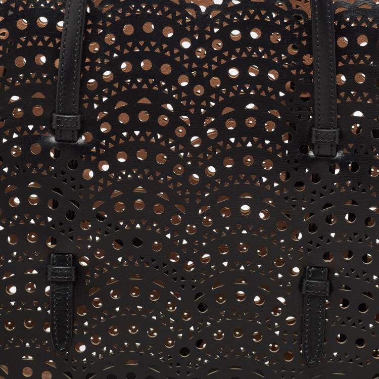 Pre Owned Alaia Black Leather Laser Cut Mina Tote