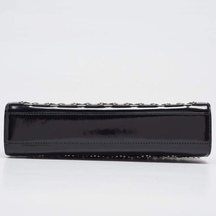 Pre Owned Alaia Black Patent Leather Studded Flap Clutch 