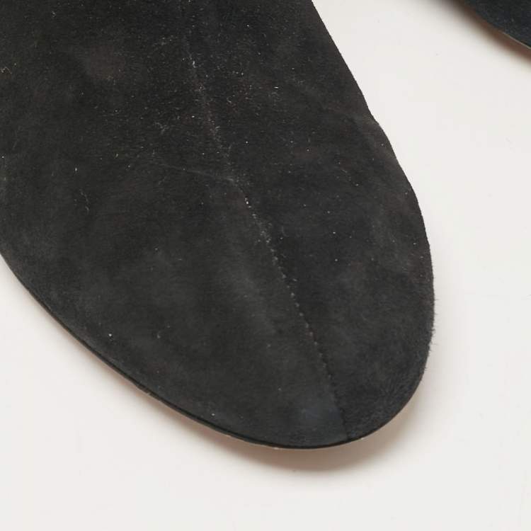 Pre Owned Alaia Black Suede Low Ankle Length Boots Size 35.5