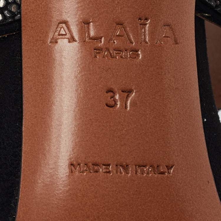 Pre Owned Alaia Black Suede Ankle Strap Sandals Size 37