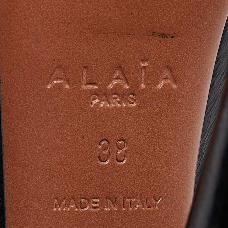 Pre Owned Alaia Black Leather Platform Mary Jane Pumps Size 38