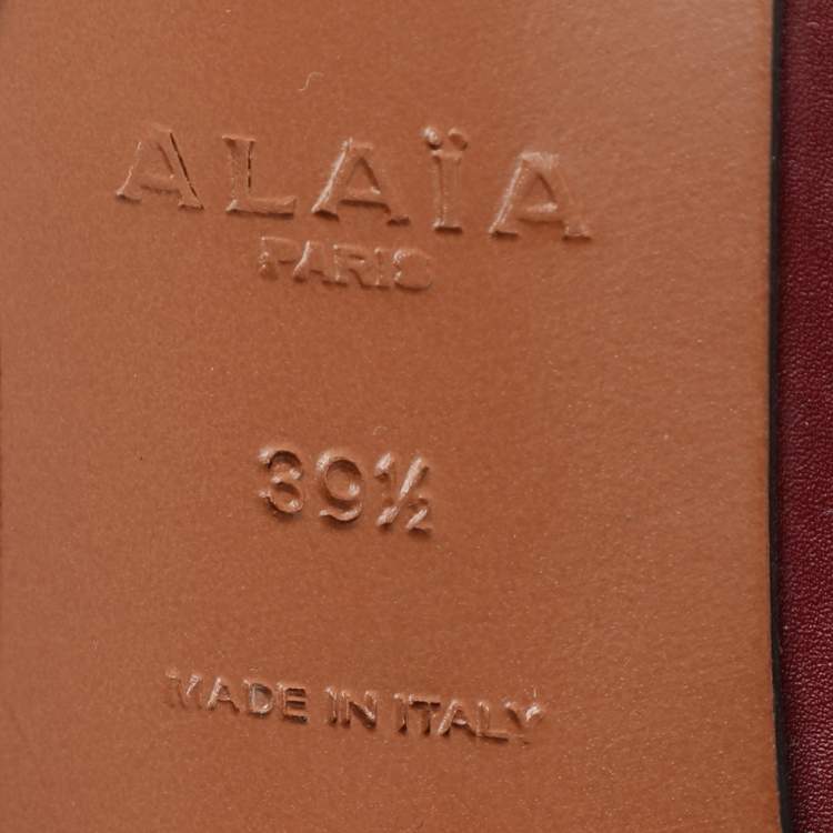 Pre Owned Alaia Burgundy Leather Lace Up Platform Booties Size 39.5