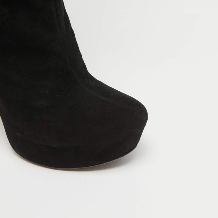 Pre Owned Alaia Black Suede Knee Length Boots Size 36