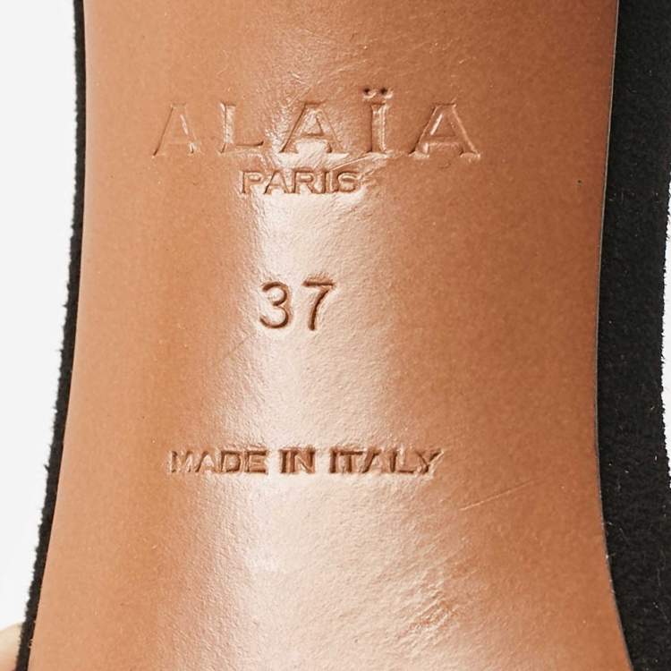 Pre Owned Alaia Black Suede La Bombe Ankle Strap Sandals Size 37