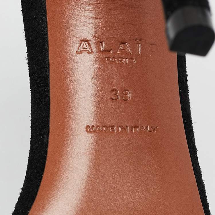 Pre Owned Alaia Black Suede Ankle Strap Sandals Size 38