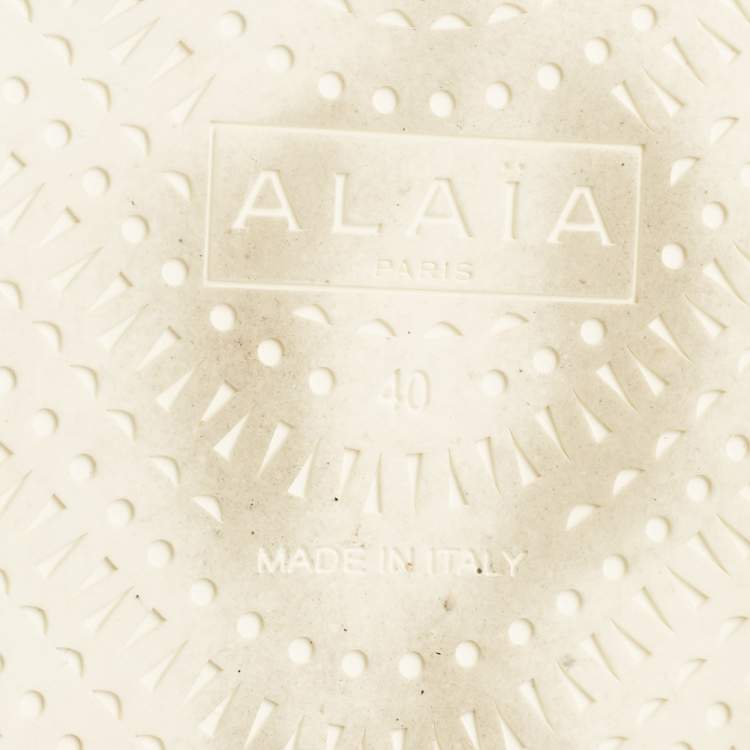 Pre Owned Alaia White Perforated Leather Flat Slides Size 40