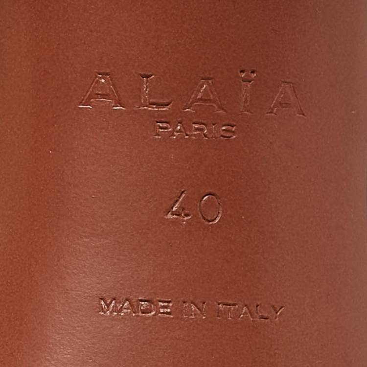 Pre Owned Alaia Purple Patent Bombe Stud Embellished Open Toe Sandals  Size 40