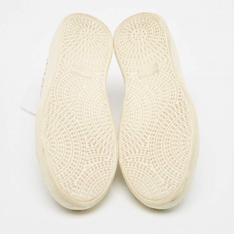 Pre Owned Alaia White Laser Cut Leather Low Top Sneakers Size 37