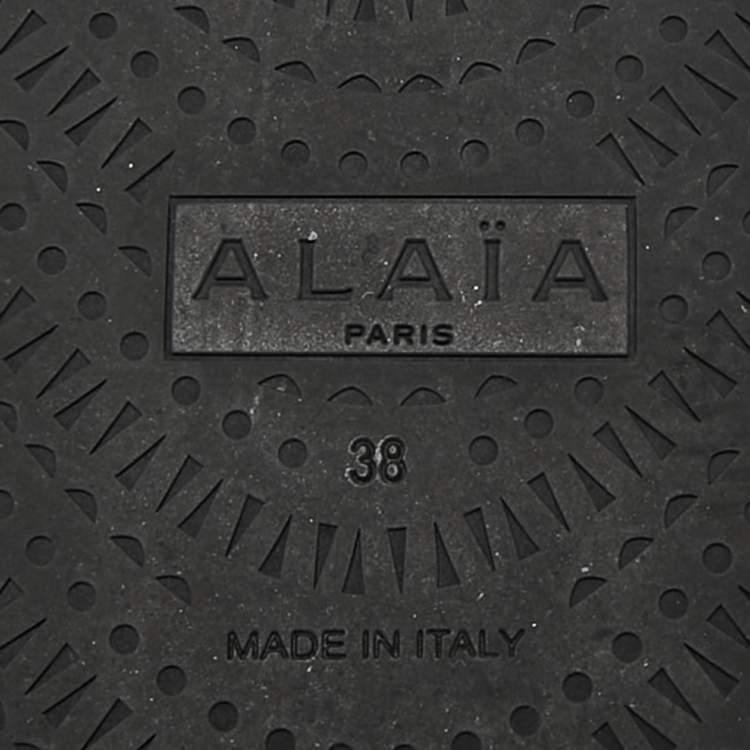 Pre Owned Alaia Black Leather Perforated Thong Flats Size 38