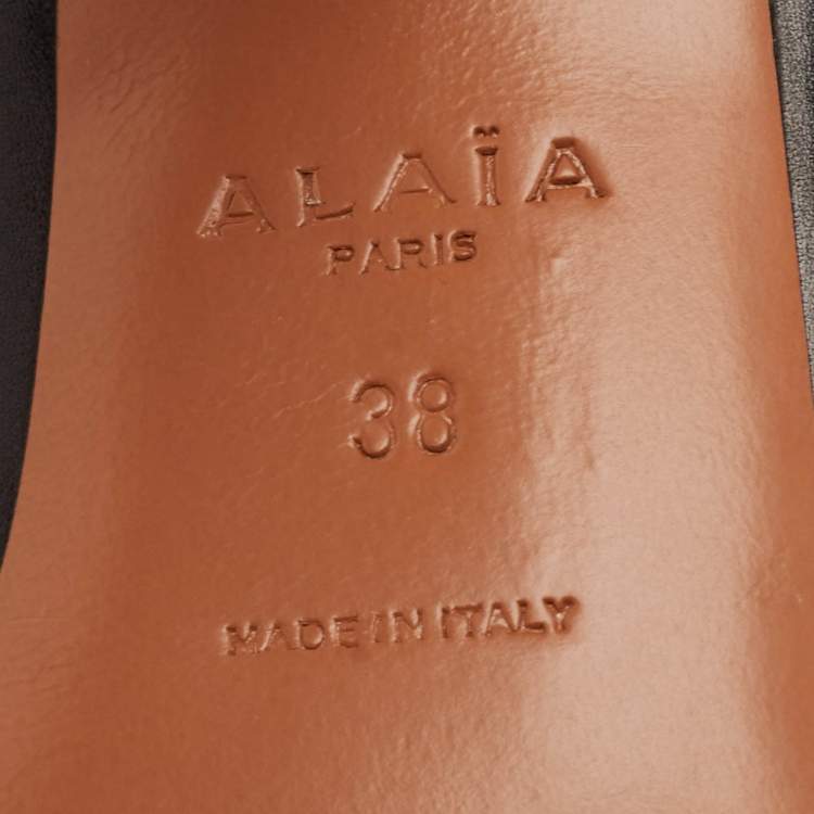 Pre Owned Alaia Black Leather Pointed Toe Ankle Strap Pumps Size 38