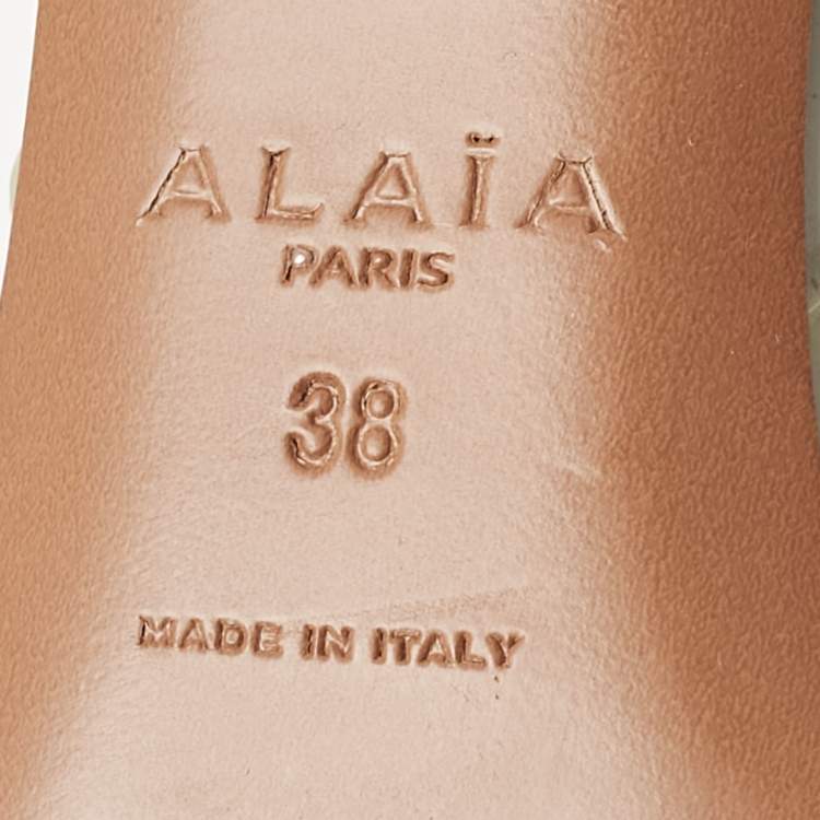 Pre Owned Alaia White Patent Leather and PVC le coeur Slingback Pumps Size 38