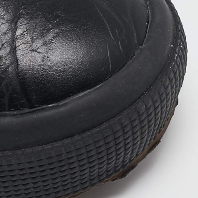 Pre Owned Alaia Black Croc Embossed Leather Superga Sneakers Size 37