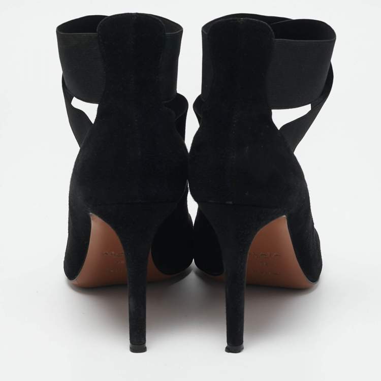 Pre Owned Alaia Black Suede and Elastic Cross Strap Pumps Size 38