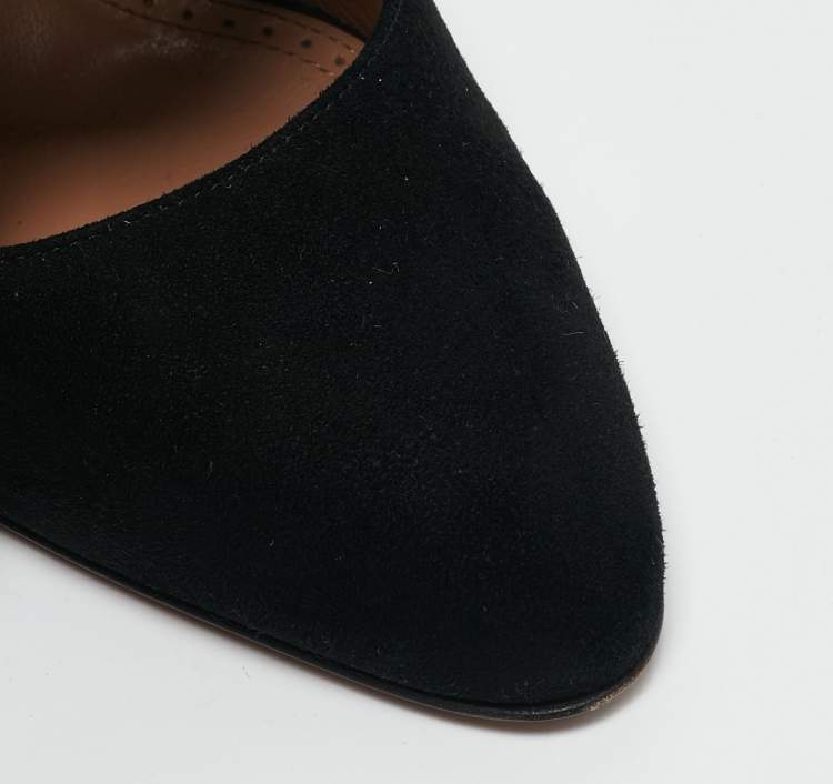 Pre Owned Alaia Black Suede and Elastic Cross Strap Pumps Size 38