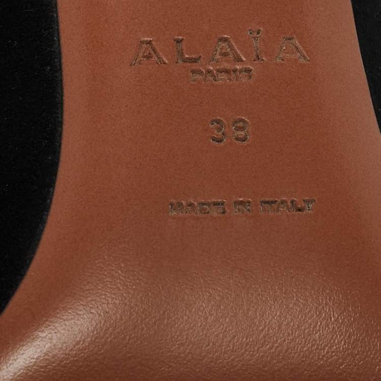 Pre Owned Alaia Black Suede and Elastic Cross Strap Pumps Size 38