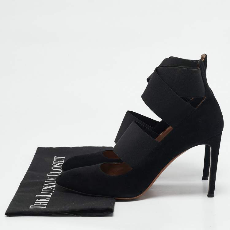 Pre Owned Alaia Black Suede and Elastic Cross Strap Pumps Size 38