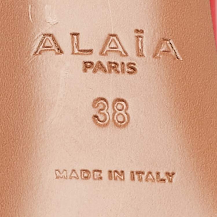 Pre Owned Alaia Red Patent Leather and PVC Le Coeur Slingback Pointed Toe Pumps Size 38