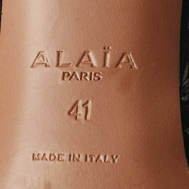 Pre Owned Alaia Black Patent Leather and Mesh Le Coeur Slingback Pointed Toe Pumps Size 41