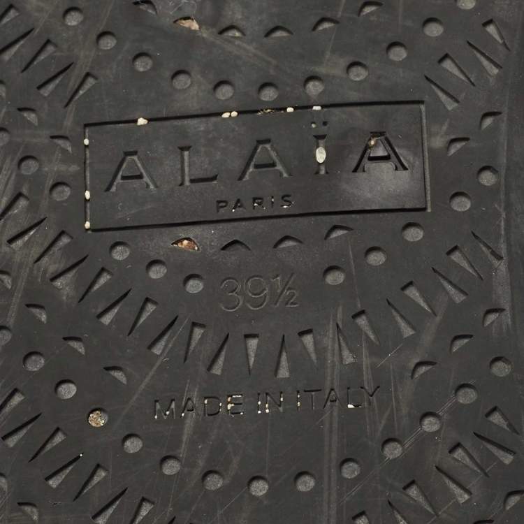 Pre Owned Alaia Black Fishnet and Patent Leather Ballet Flats Size 39.5
