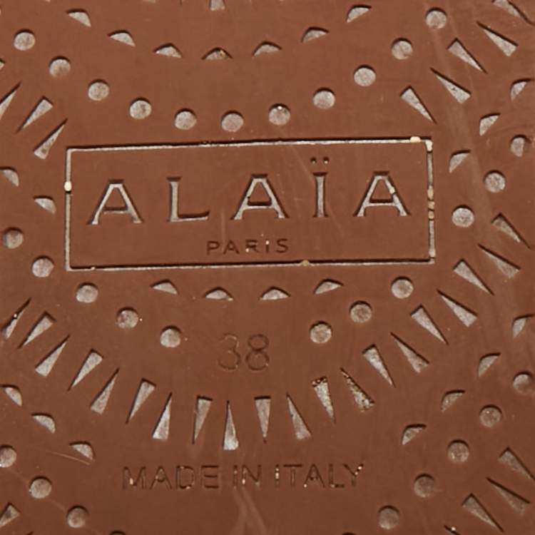 Pre Owned Alaia Orange Mesh Ballet Flats Size 38