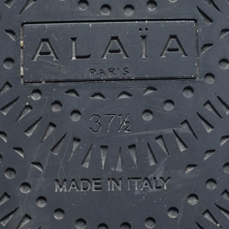 Pre Owned Alaia Black Mesh and Patent Leather Ballet Flats Size 37.5