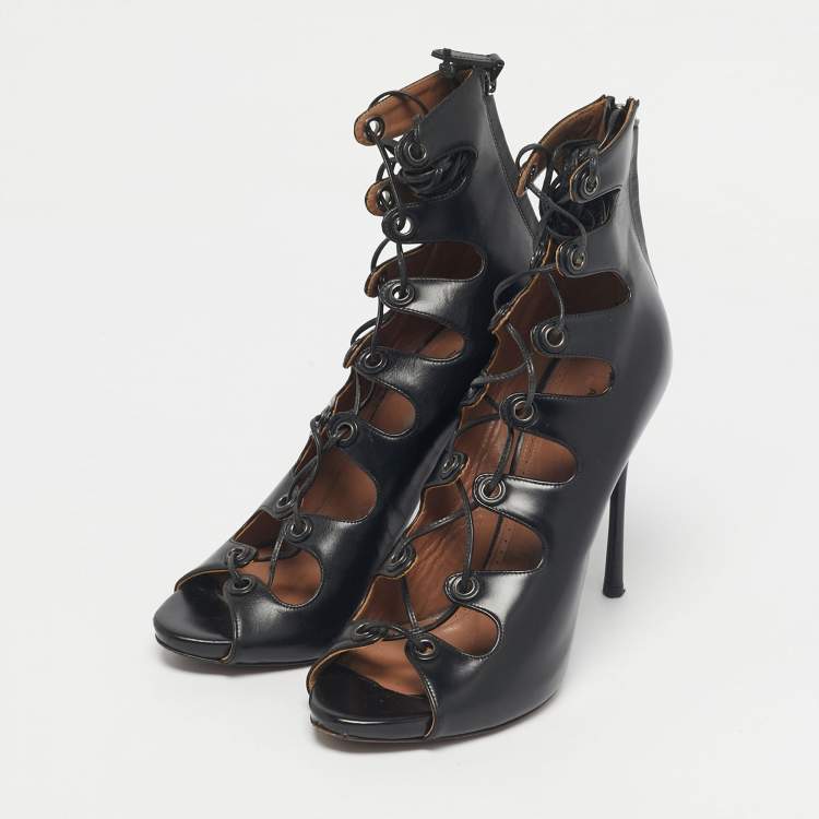 Pre Owned Alaia Black Leather Platform  Gladiator Sandals Size 39