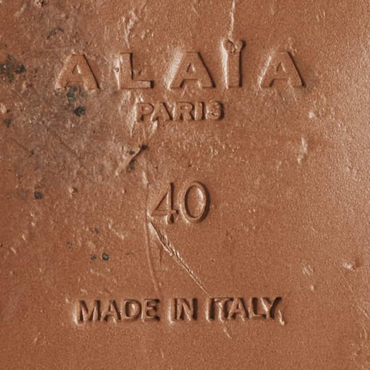 Pre Owned Alaia Beige/Transparent Suede and PVC Crystal Embellished Ankle Strap Flats Size 40