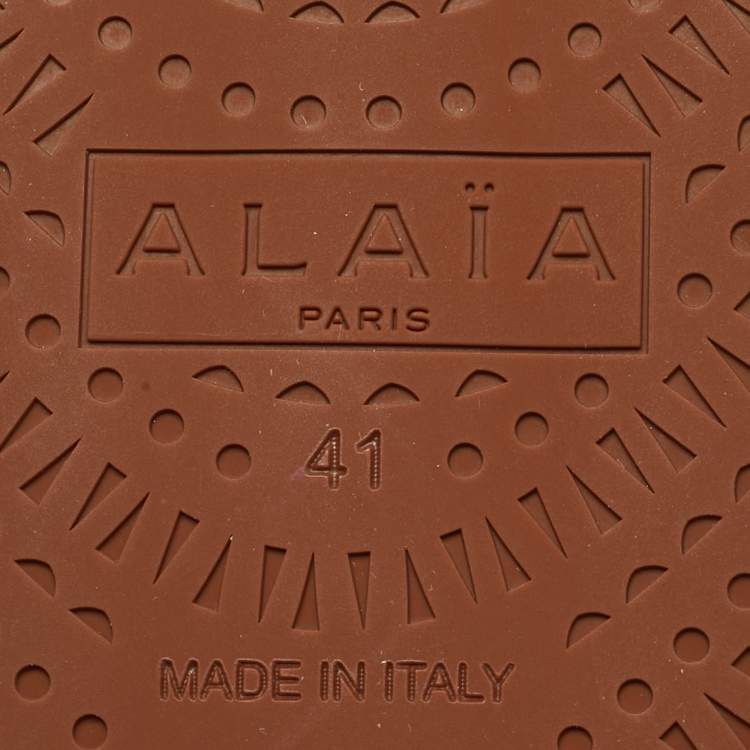 Pre Owned Alaia Gold Leather Crystal Embellished Mary Jane Ballet Flats Size 41