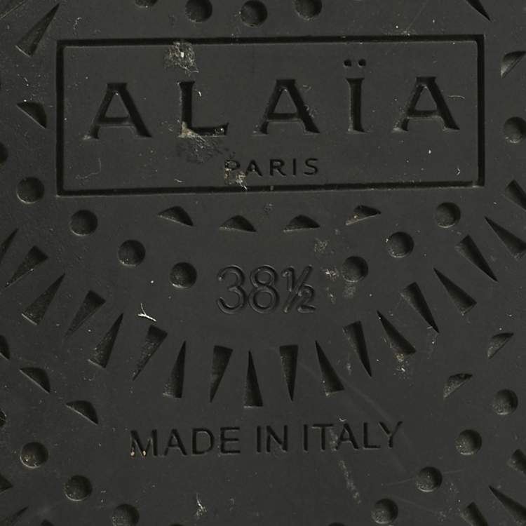 Pre Owned Alaïa Silver Mesh and Leather Mary Jane Ballet Flats Size 38.5