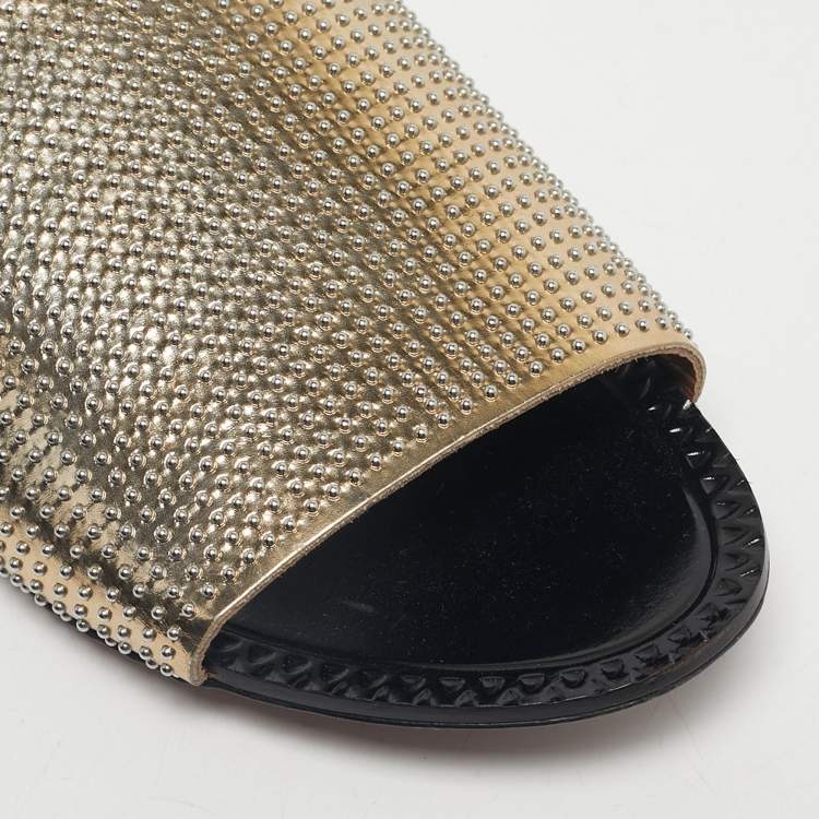 Pre Owned Alaia Gold Leather Flat Slide Size 37