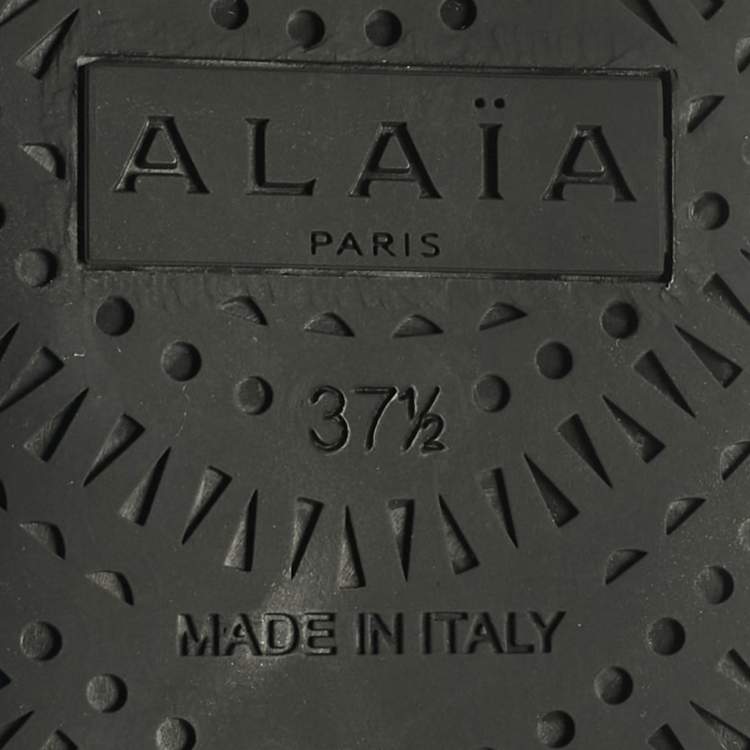 Pre Owned Alaia Burgundy Fishnet Laser Cut Leather Ballet Flats Size 37.5