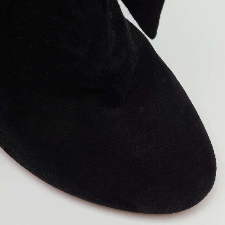 مملوكة مسبقًا Alaia Black Suede Ankle Cuff Side Lace Up Boots Size 37