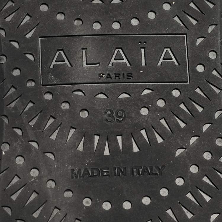 Pre Owned Alaia Black Net and Patent Leather Ankle Length Boots Size 39