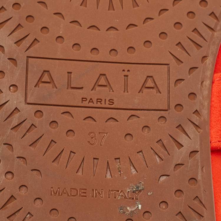 Pre Owned Alaia Red Suede Mary Jane Ballet Flats Size 37