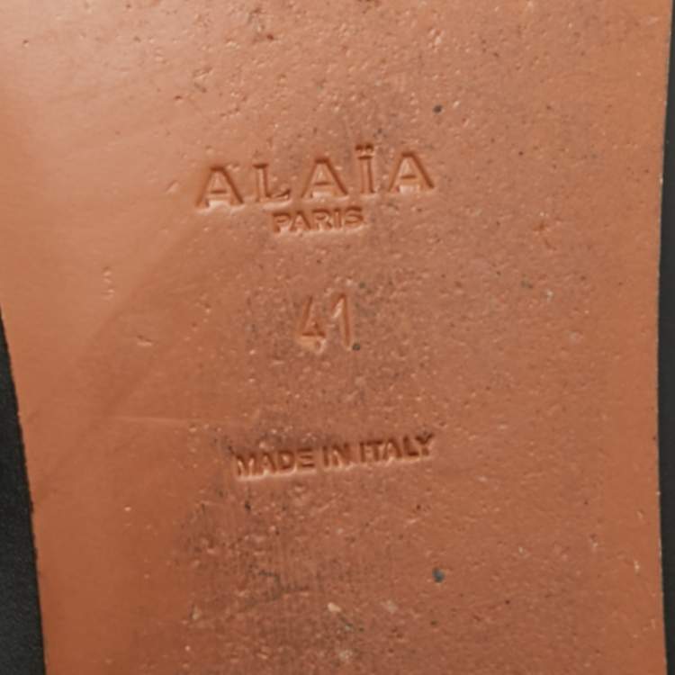 Pre Owned Alaia Caged Size 41 Black Leather Flat Sandals