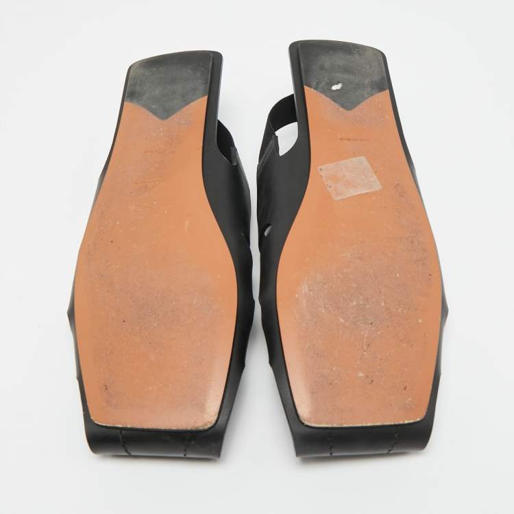 Pre Owned Alaia Caged Size 41 Black Leather Flat Sandals