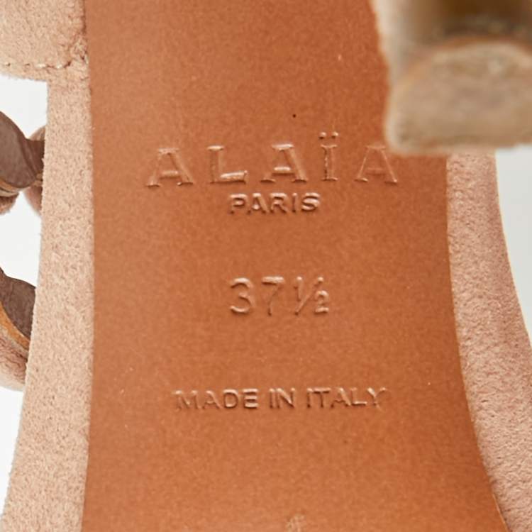 Pre Owned Alaia Bombe Size 37.5 Pink Suede Strappy Sandals