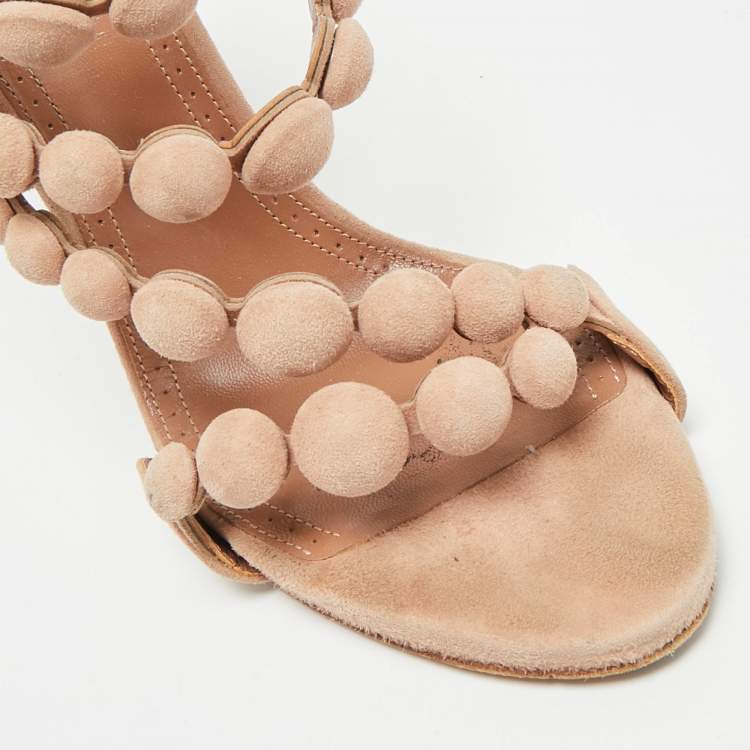 Pre Owned Alaia Bombe Size 37.5 Pink Suede Strappy Sandals