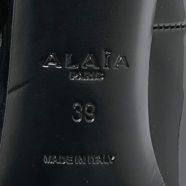 مملوكة مسبقًا Alaia Size 39 Black Patent Leather Ankle Strap  Pumps