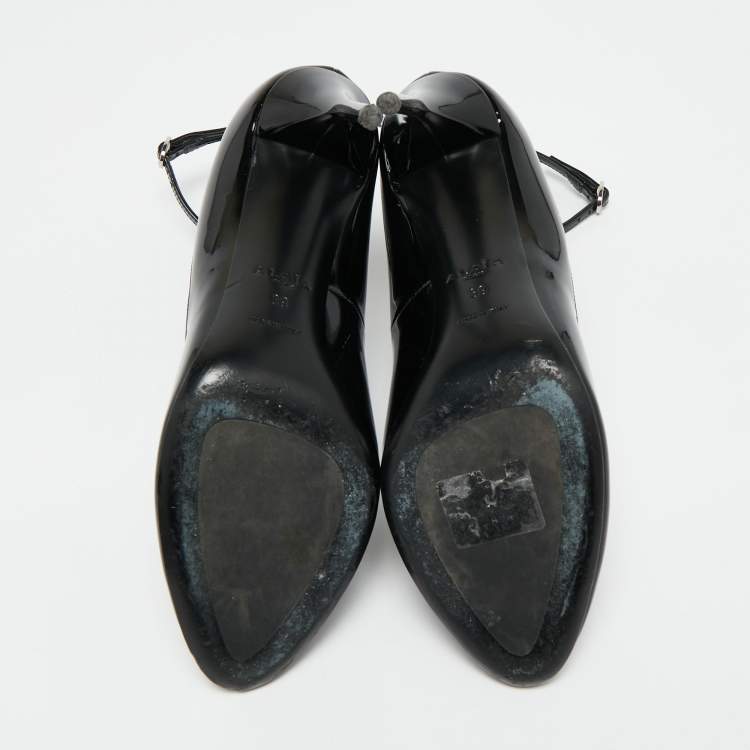 مملوكة مسب قًا Alaia Size 39 Black Patent Leather Ankle Strap  Pumps