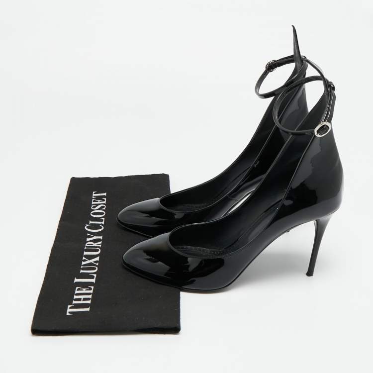 مملوكة مسبقًا Alaia Size 39 Black Patent Leather Ankle Strap  Pumps