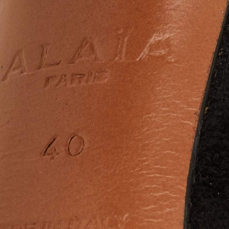 Pre Owned Alaia Studded Flower Size 40 Black Suede Platform Ankle Strap Sandals