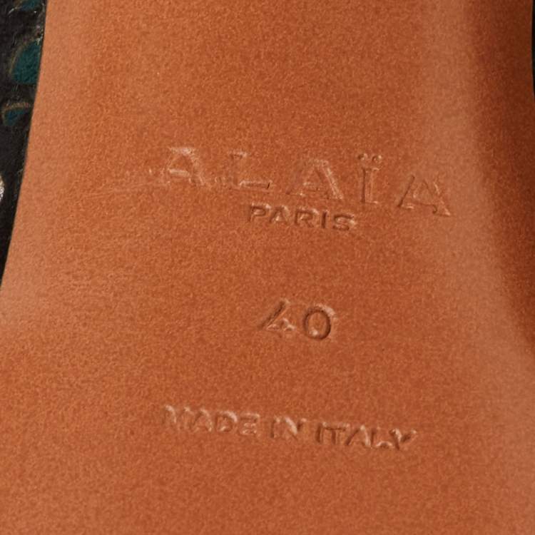 Pre Owned Alaia Lasercut Size 40 Black/Silver Suede Platform Ankle Length Boots