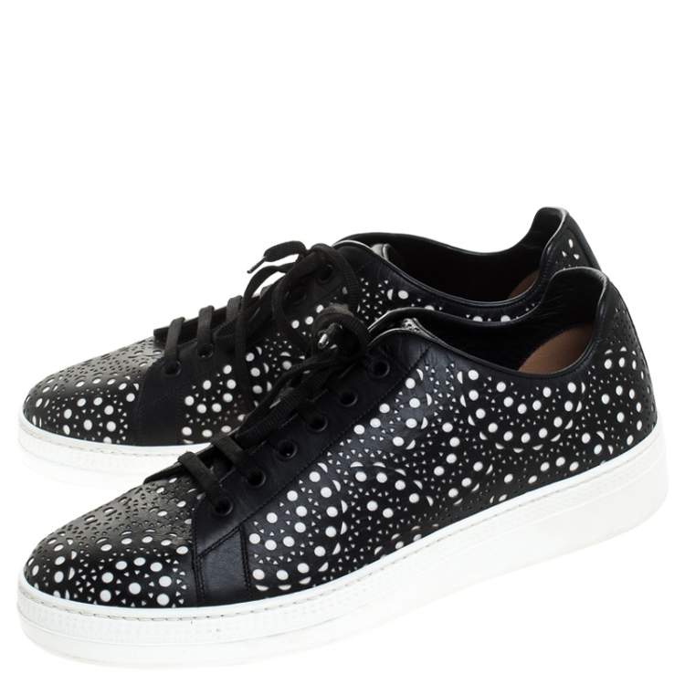 Pre Owned Alaia Black Laser Cut Leather Sneakers Size 41