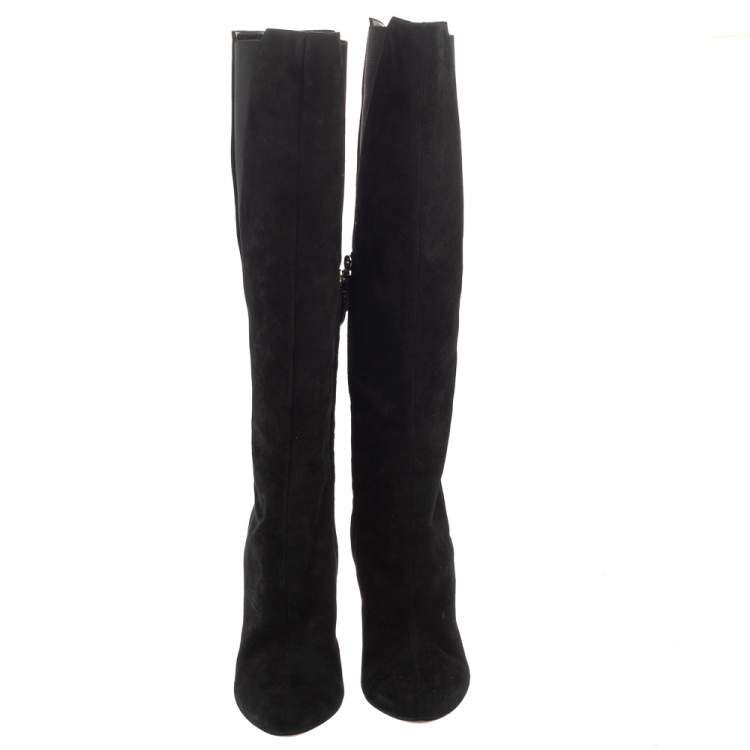 مملوكة مسبقًا Alaia Black Suede Mid Calf Zipper Boots Size 40