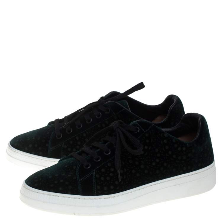 Pre Owned Alaia Green Laser Print Velvet Low Top Sneakers Size 39