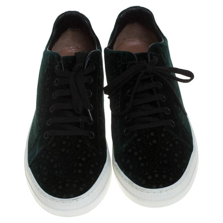 Pre Owned Alaia Green Laser Print Velvet Low Top Sneakers Size 39