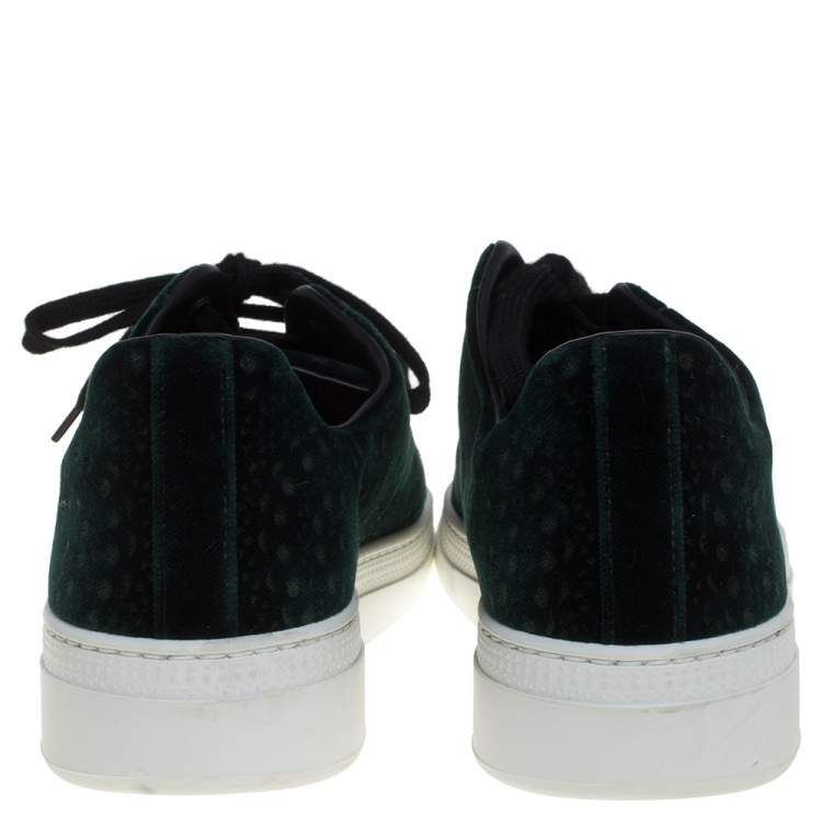 Pre Owned Alaia Green Laser Print Velvet Low Top Sneakers Size 39