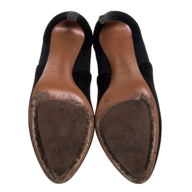 Pre Owned Alaia Black Suede Slip On  Ankle Boots Size 40